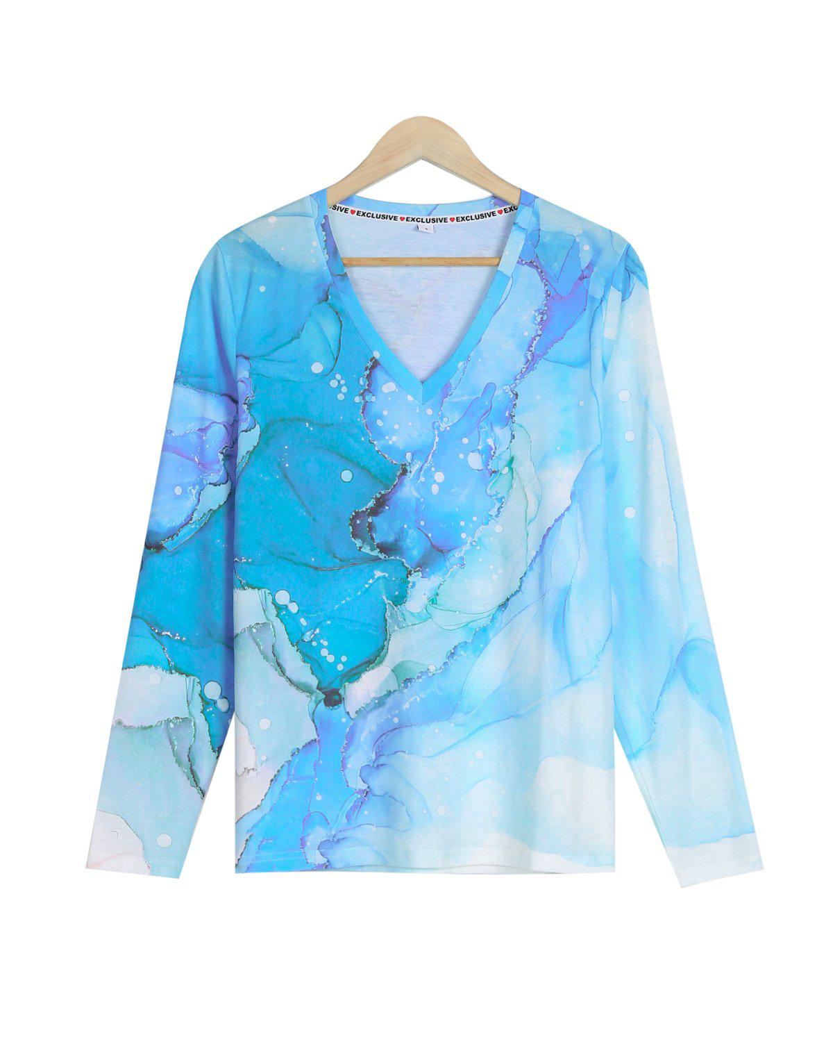 Cecgg Mood-Lifting Print V-Neck Long Sleeve Top