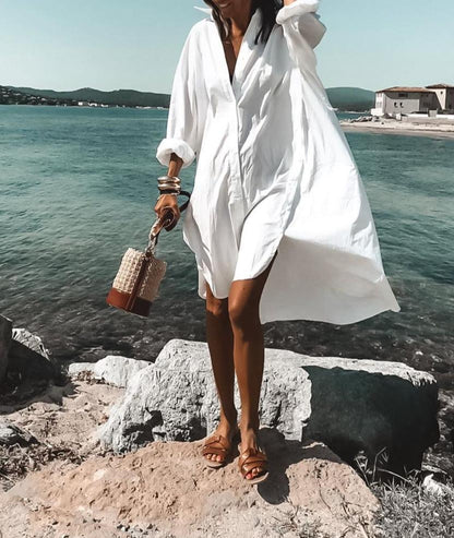 Cecgg Never Letting Go White Shirtdress