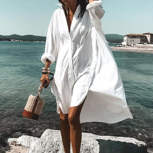 Cecgg Never Letting Go White Shirtdress